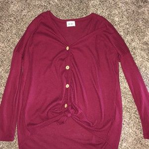 Red long sleeve shirt.